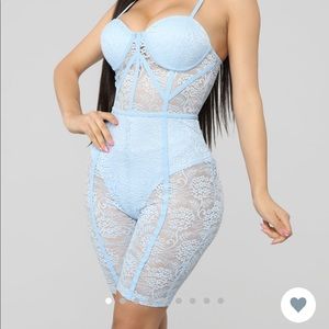 Baby blue lace romper